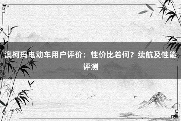 澳柯玛电动车用户评价：性价比若何？续航及性能评测